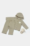 Cumpara ieftin Set bluza cu gluga si pantaloni, Winter muselin, 100% bumbac - Verde, BabyCosy (Marime: 12-18 Luni)