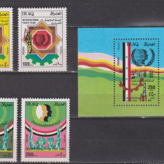 ANUL INTERNATIONAL AL TINERETULUI 1985 IRAQ MI. 1285-1288 +BL. 45 MNH