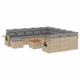 Cumpara ieftin Set canapele de gradina, 13 piese, cu perne, bej, poliratan