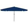 Parasol Gradina VidaXL Azur 395x395x245cm, Poliester, Oțel, Protectie UV, LED, Albastru