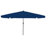 vidaXL Umbrela de grădină cu LED-uri &Oslash;395 x 245 cm, albastru azur
