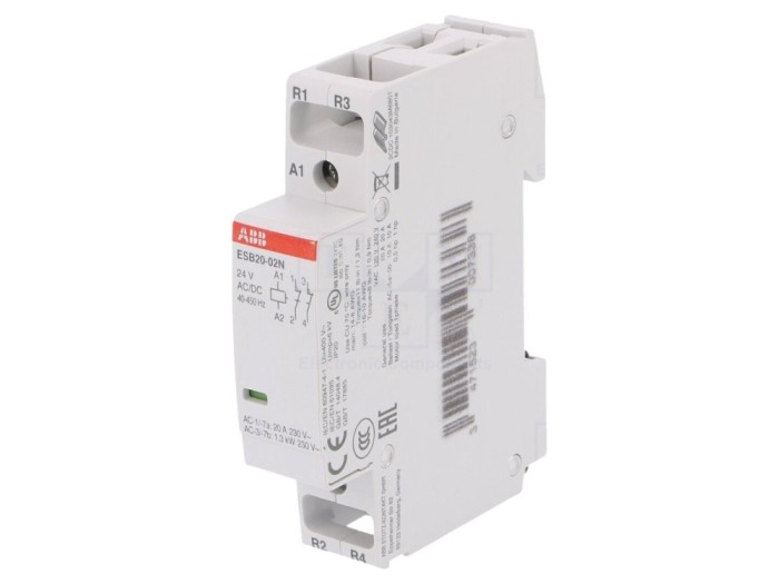 Contactor 2-polar 20A, 24VAC/DC
