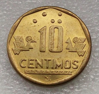 P1. Peru 10 centimos 1998 UNC ** foto
