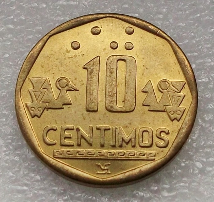 P1. Peru 10 centimos 1998 UNC **