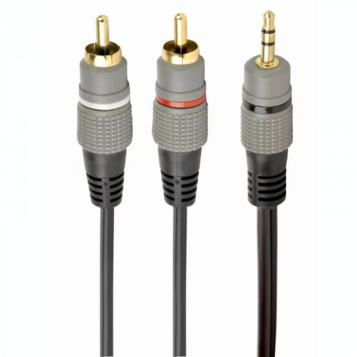 CABLU audio GEMBIRD stereo (3.5 mm jack la 2 x RCA) 2.5m conectori auriti CCA-352-2.5M