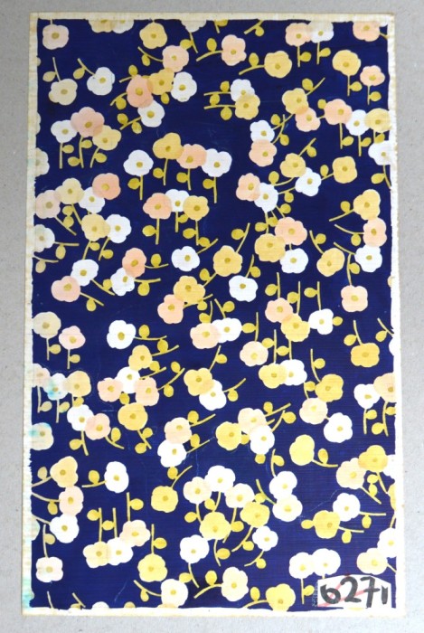 Acuarela design pentru imprimare textila Artel Dessins Franta cca 1970
