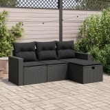 Cumpara ieftin Gossi set mobilier de gradina cu perne, 4 piese, negru, poliratan