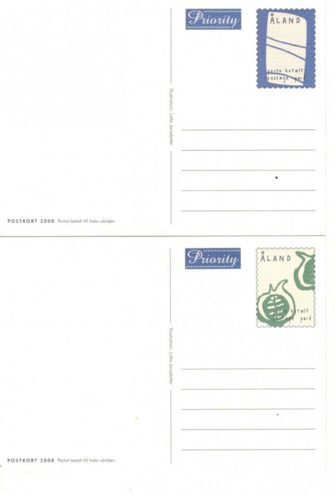 Aland.Lot 2 buc. carti postale necirculate PL.18