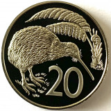 NOUA ZEELANDA 20 CENTS 1984 PROOF,( PASARE KIWI. ), Australia si Oceania, Cupru-Nichel