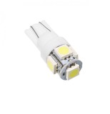 Bec auto T10 plastic cu 5 led-uri 5050