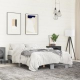 VidaXL Cadru de pat, gri sonoma, 120x200 cm, lemn prelucrat și metal 845865