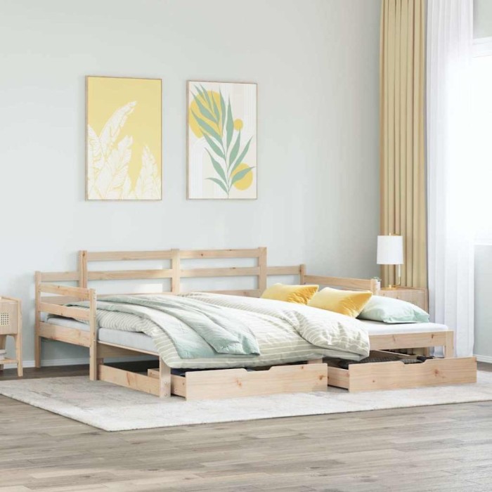 vidaXL Pat de zi cu extensie și sertare fără saltea, 80x200 cm 3302239