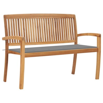 vidaXL Bancă de grădină stivuibilă cu pernă, 128,5 cm, lemn masiv tec 3063280 foto