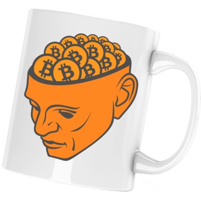 Cana alba personalizata &amp;quot;Bitcoin in Head&amp;quot;, INOVATIX&amp;reg;. 330 ml foto