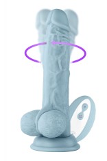 Vibrator Realist Vortex Turbo Baller FemmeFunn, Remote Control, 8 Moduri Vibratii, 1 Miscare Rotatie, Silicon Lichid, USB, Albastru, 20.6 cm