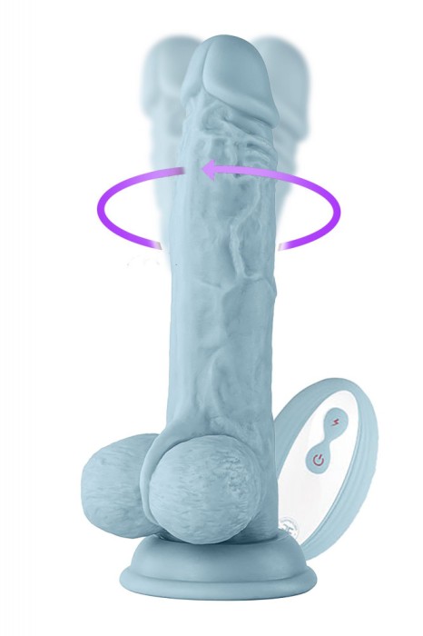 Vibrator Realist Vortex Turbo Baller FemmeFunn, Remote Control, 8 Moduri Vibratii, 1 Miscare Rotatie, Silicon Lichid, USB, Albastru, 20.6 cm