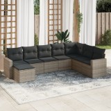 vidaXL Set canapele de grădină cu perne, 8 piese, gri, poliratan 3251697