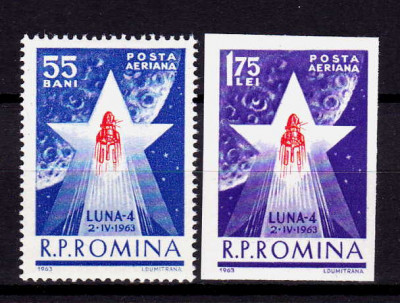 RO 1963 LP 559 &amp;quot;Cosmonautica-Luna 4 &amp;quot; , serie ,MNH foto