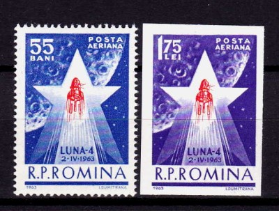 RO 1963 LP 559 &amp;quot;Cosmonautica-Luna 4 &amp;quot; , serie ,MNH foto