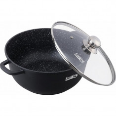 Semioala Dark Line Cooking Heinner, 40 x 17.5 cm, 18.5 L, interior ceramica, capac termorezistent, protectie manere, Negru