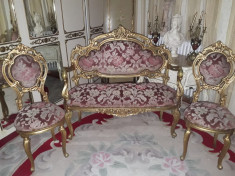 Salon/as canapea divan sofa+scaune baroc vintage/antic foto
