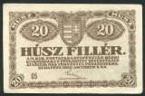 q805 UNGARIA BANCNOTA DE 20 filler 1920 serie 05 APROAPE NECIRCULATA aUNC