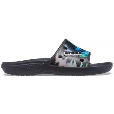 Papuci Crocs Classic Tie-Dye Graphic Slide Negru - Multi Black/Black foto