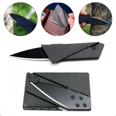 Cutit multifunctional pliabil tip card credit lungime totala 14.5 cm negru foto