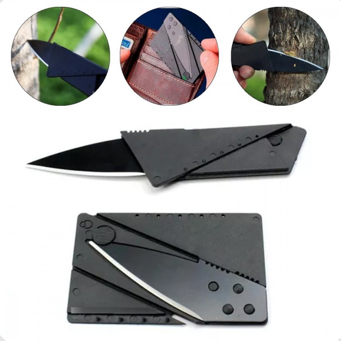 Cutit multifunctional pliabil tip card credit lungime totala 14.5 cm negru