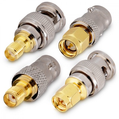 Set 4 Adaptori coaxiali pentru antena radio, Kwmobile, Argintiu/Auriu, Metal, 48523.06 foto