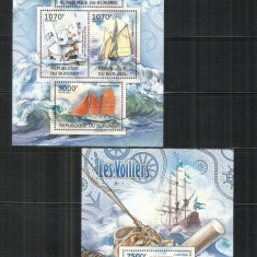 V 114 - VAPOARE, NAVE - BURUNDI - SERIE + BLOC NESTAMPILATE, MNH