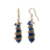 Cercei Argint 925 Agat Albastru Safir, Perle &amp; Spirale Filigran, Placati Aur, 5.5cm, Cutie Cadou - Bijuterii Handmade Italia