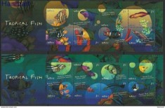 NEVIS-2000-PESTI-Doua blocuri de cate 8 timbre fiecare nestampilate