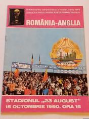 Program meci fotbal ROMANIA - ANGLIA (15.10.1980) foto