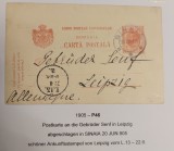 Romania 1905 - Carte postala circulata SINAIA-LEIPZIG