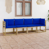 Canapea de gradina cu 4 locuri cu perne albastre GartenMobel Dekor, vidaXL