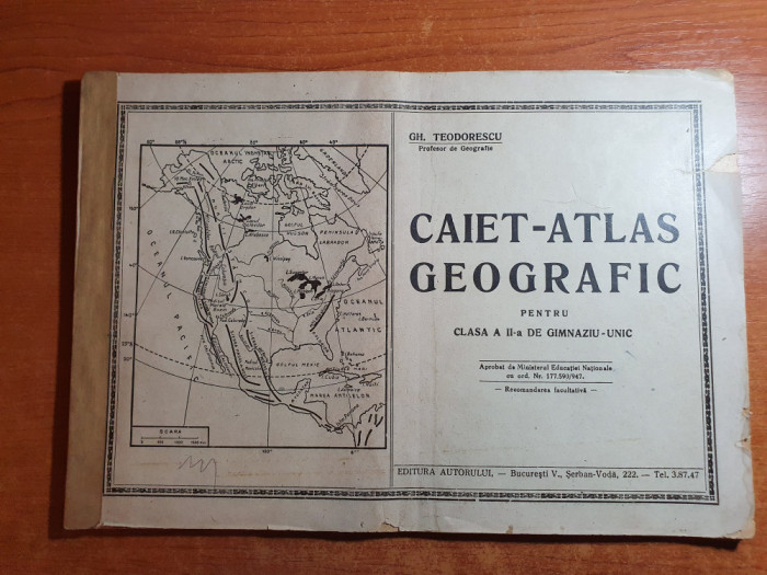 manual - caiet atlas geografic din anul 1947 - fara scrieri