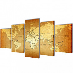 Set tablouri din panza cu imprimeu harta lumii, 100 x 50 cm foto