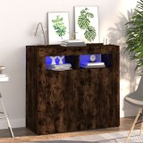 Gossi dulap cu lumini led, stejar fumuriu, 80x35x75 cm
