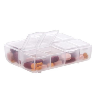 Cutie pentru pastile cu 8 compartimente, Kwmobile, Transparent, Plastic, 56609.01 foto