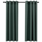 Cumpara ieftin Perdele opace aspect panza cu ocheti 2 buc. verde 140x175 cm
