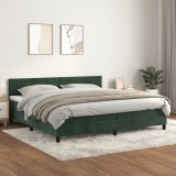 VidaXL Pat box spring cu saltea, verde &icirc;nchis, 200x200 cm, catifea