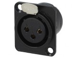 Soclu XLR Mamă 3-Pin Metalic Negru, CLIFF