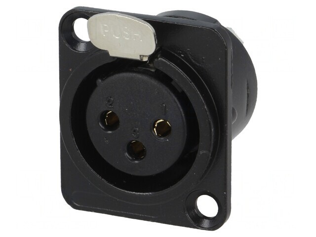 Soclu XLR Mamă 3-Pin Metalic Negru