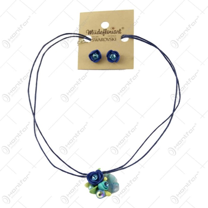 Set colier si cercei din piatra semipretioasa si cristale Swarovski