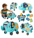 Jucarie Montessori Elefant Interactiv Sortator cu Ciocanel si Cuburi