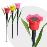 Lampa Solara LED tip Floare Lalea pentru Gradina, Multicolore, Inaltime 30cm