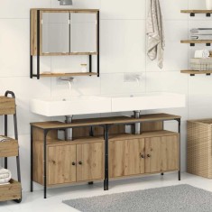 vidaXL Set de mobilier pentru baie cu ușă 3 pcs Maro 80 x 30 x 60 cm 3334355