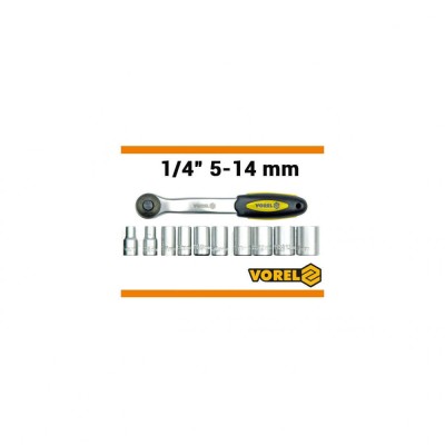 Antrenor cu clichet 1/4&amp;quot; + chei tubulare Vorel 58600 foto