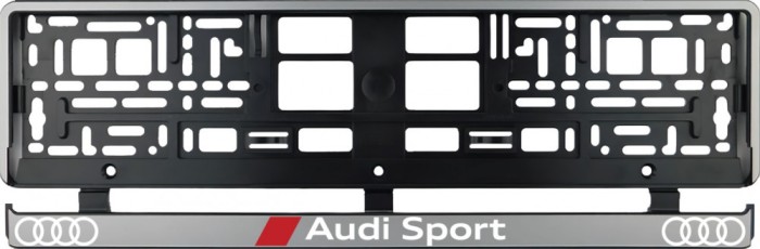 Set 2 bucati, suport numar inmatriculare argintiu Audi Sport